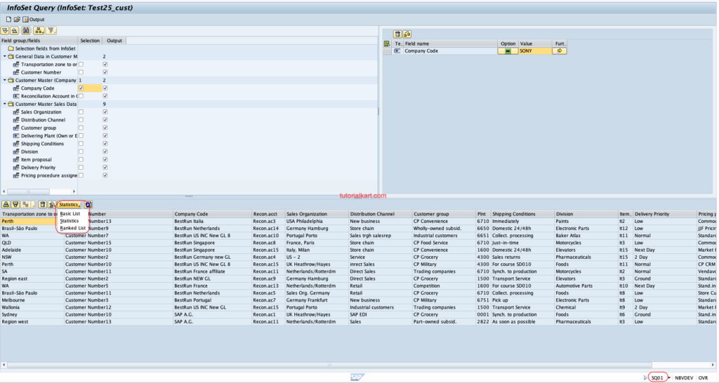 Creating and Managing SAP Query using SQ01